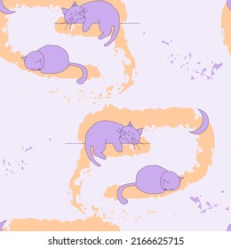 sleeping cats.seamless pattern.high-quality vector illustration.