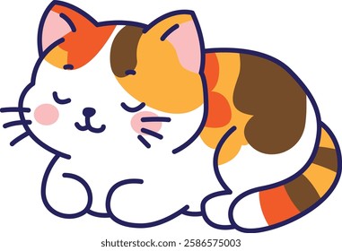 Sleeping Chibi Style Tabby Cat 