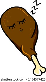 Muslo de pollo durmiendo, ilustración, vector sobre fondo blanco.