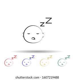 Sleeping child multi color style icon. Simple thin line, outline vector of maternity icons for ui and ux, website or mobile application