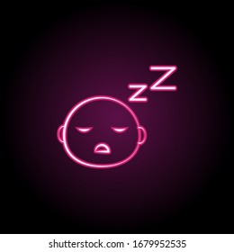 Sleeping child neon icon. Simple thin line, outline vector of maternity icons for ui and ux, website or mobile application