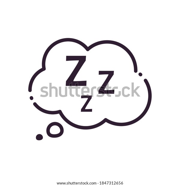 Sleeping Cloud Bubble Line Fill Style Stock Vector (Royalty Free ...
