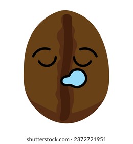 Sleeping coffee bean on white background