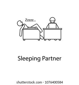 sleeping colleague illustration. Element of relationship with colleague mobile and web apps. Thin line sleeping colleague illustration can be used for web and mobile on white background