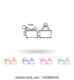 Sleeping colleague multi color icon. Simple thin line, outline vector of colleague and business partners icons for ui and ux, website or mobile application
