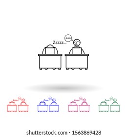 Sleeping colleague multi color icon. Simple thin line, outline vector of colleague and business partners icons for ui and ux, website or mobile application