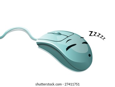 Sleeping computer mouse, illustration on white background