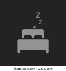sleeping concept. Bed icon on black background