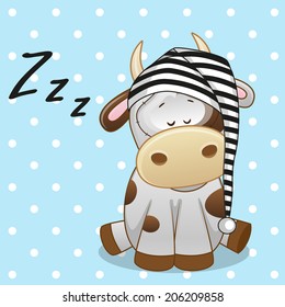 Sleeping Cow in a cap 