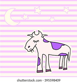 Sleeping cow in doodle style