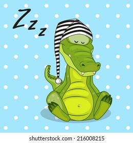 Sleeping Crocodile In A Cap 