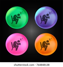 Sleeping crystal ball design icon in green - blue - pink and orange.