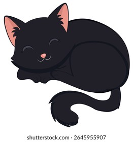 Sleeping curled cat peaceful and relaxed mood.