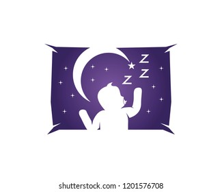Sleeping cute baby logo design vector