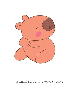 Sleeping cute capybaras cartoon animal