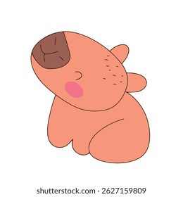 Sleeping cute capybaras cartoon animal