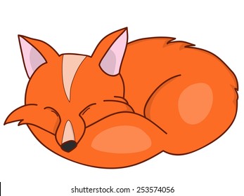 Sleeping cute cartoon fox. 