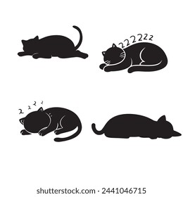 sleeping cute cat Silhouette 1