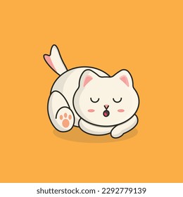 Sleeping Cute Cat Vector Illustration