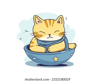Sleeping cute cat, vector illustration