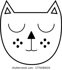 Sleeping cute character kitten doodle vector illustration