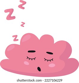 Una nube adorable durmiendo. Dulce personaje kawaii de sueño