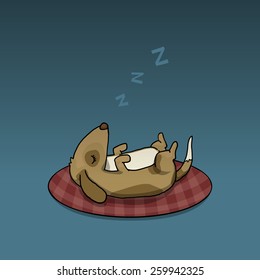 Sleeping Cute Dog, Vector Illustration