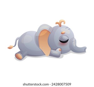 Sleeping cute elephant. Vector illustration.