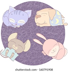 Sleeping cute little animals