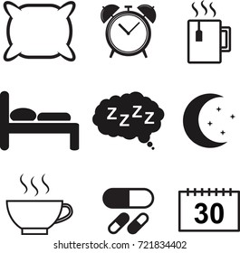Sleeping design Icons Set on White Background, Vector illustration EPS10