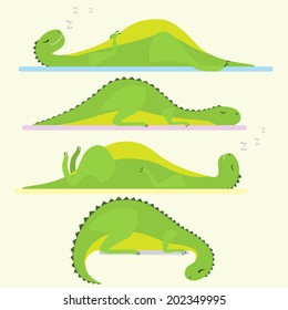 Sleeping dinosaurs. Vector set