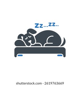 Sleeping Dog Bed Icon Isolated On White Background