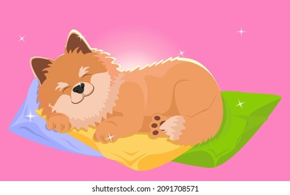 Sleeping Dog. Cartoon drawing of a cute, kind, sleeping dog. Vector. Can be used for collage, grooming salon, web design, postcards, stickers, magazines
