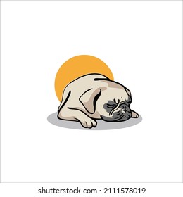 Sleeping dog character design for t-shirt, mascot and t-shirt design
