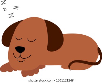 Sleeping dog, illustration, vector on white background.