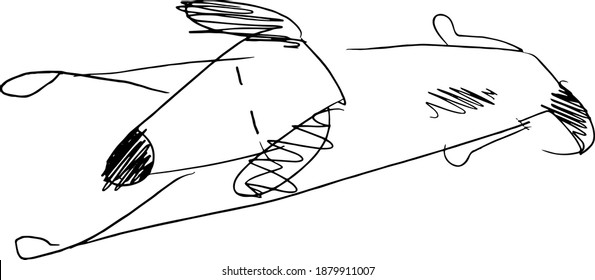 Sleeping dog isolated vector black whimsical cartoon