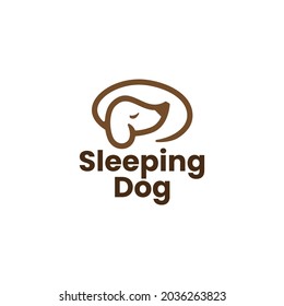 sleeping dog lazy logo vector icon illustration