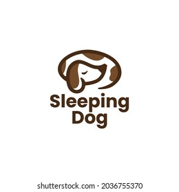 sleeping dog lazy logo vector icon illustration