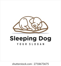 sleeping dog logo design element vector template