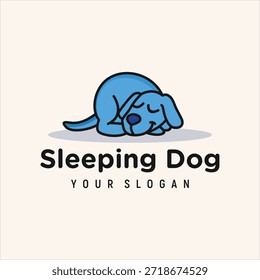 Plantilla de Vector de elemento de diseño de logotipo de perro durmiente
