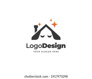 Sleeping dog logo vector. Friendly pet house logo design