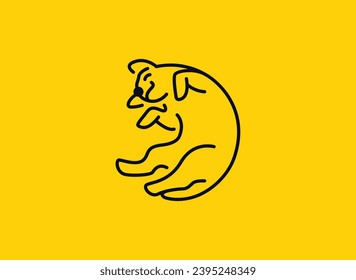 Ilustración del vector con el logotipo del perro durmiente | Símbolo animal
