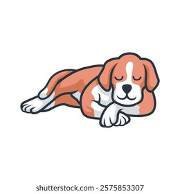 Sleeping dog Lying Down with smile vector illustration