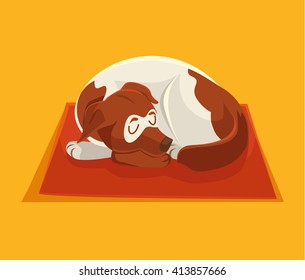 Sleeping dog. Vector flat cartoon illustration
