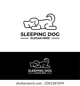 sleeping dog vector logo template