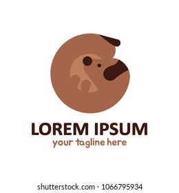 Sleeping doughnut donut ring brown dog simple logo