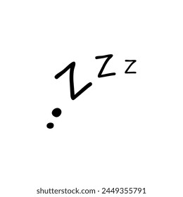 Sleeping dozing icon text on white background. Design concept about sleep, dream, relax, insomnia. Stock Vector