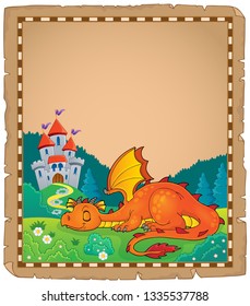 Sleeping dragon theme parchment 2 - eps10 vector illustration.