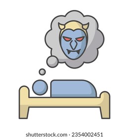 Sleeping Dreaming Nightmare Icon Vector