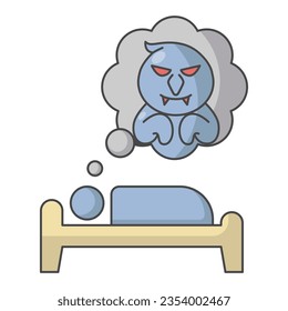 Sleeping Dreaming Nightmare Icon Vector